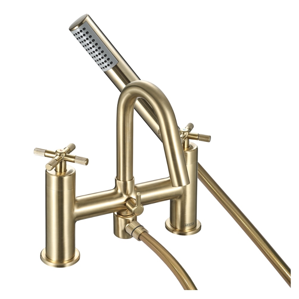 Bristan Cruzar Brushed Brass Deck Mounted Bath Shower Mixer